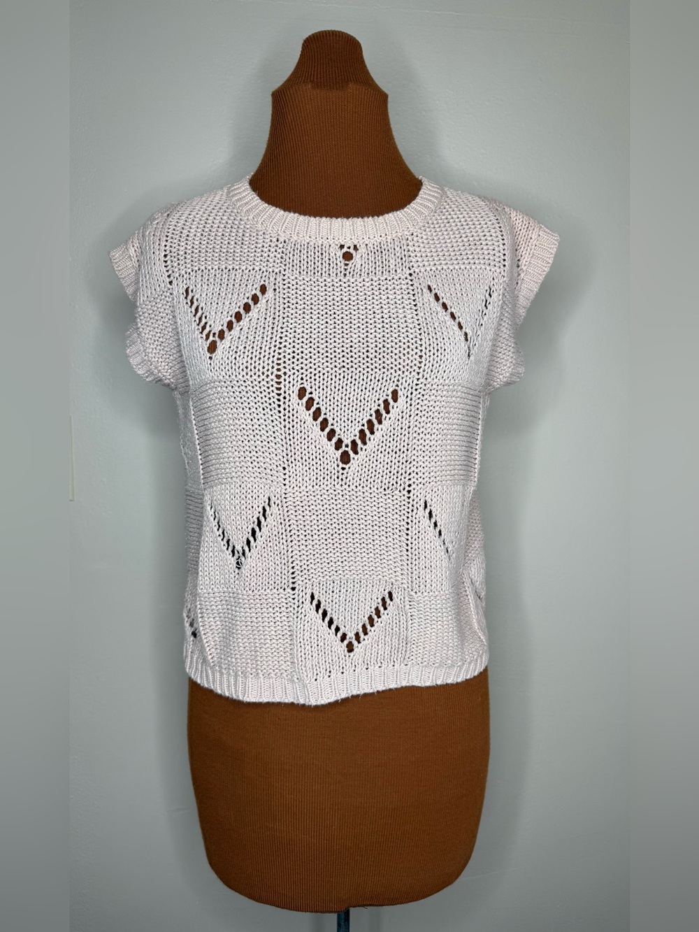 Panther Tan Knit Sleeveless Vest Sweater Size Medium